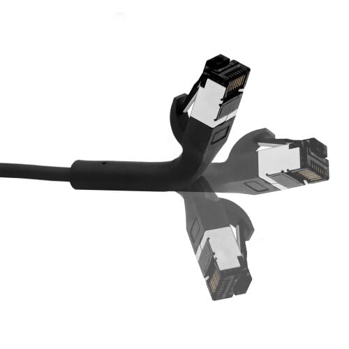 AC-Sat-Corner Fritz!Box LAN Kabel RJ45 Netzwerkkabel Patchkabel CAT 8.1 schwarz mit flexiblem Stecker für FRITZ!Box 6670 1 Meter von AC-Sat-Corner