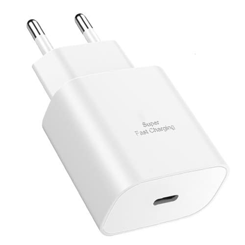 AC-Sat-Corner Handy Schnellladegerät Netzteil 25W Ladekabel Adapter Typ C Weiß für Samsung Galaxy S20 Ultra 5G von AC-Sat-Corner