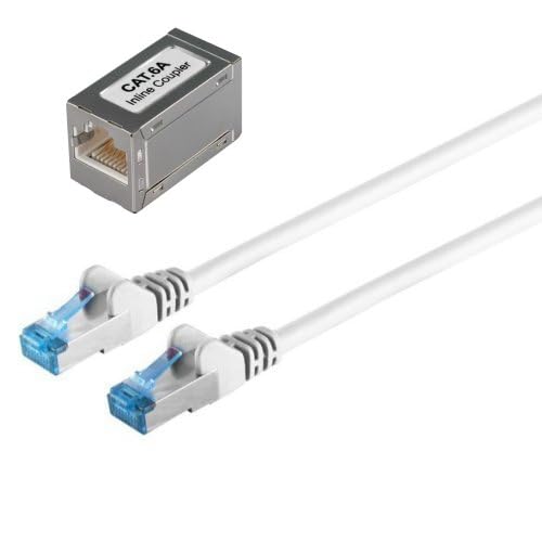 AC-Sat-Corner Verlänergungskabel RJ45 Lankabel Routerkabel CAT 6a Fritz!Box 7590 AX Weiß 1 Meter von AC-Sat-Corner