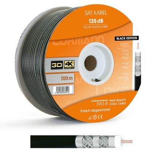 Lokmann 135dB Stahl Kupfer 7mm SAT Koaxial Antennenkabel 5-Fach 4K 8K UHD Black Edition 100 Meter Lokmann 135dB Stahl Kupfer 7mm SAT Koaxial Antennenkabel 5-Fach 4K 8K UHD Black Edition 100 Meter von AC-Sat-Corner