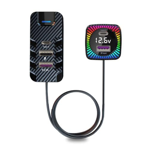 ACAGALA Auto-USB-Ladegeräte, multifunktionales Handy-Ladegerät, 18 W + 15 W, Schnellladung mit 5 Ladeanschlüssen, Spannungsanzeige für 12–24 V, Auto, LKW, Van, SUV ACAGALA Auto-USB-Ladegeräte, multifunktionales Handy-Ladegerät, 18 W + 15 W, Schnellladung mit 5 Ladeanschlüssen, Spannungsanzeige für 12–24 V, Auto, LKW, Van, SUV von ACAGALA