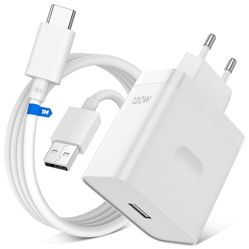 120W SUPERVOOC Ladegerät USB mit 8A USB C Kabel 1M für realme GT 7 Pro 6 6T 14 12 pro+ 12+ 12X für OnePlus 13 12 12R 11 10 Nord CE 4 3 Lite,Super Flash SUPERVOOC Ladegerät für Oppo Reno12 11F 10 Pro von ACAGET