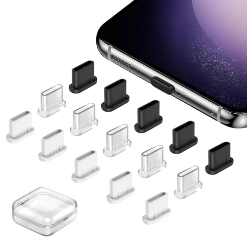 15 Stück USB C Staubschutzkappen für iPhone 15 Pro Max,Handy USB C Schutz Staubstecker, Silikon Phone Staub Stecker Schützt,Typ C Ladeanschluss,Staubschutzstecker USB C für Galaxy S24 A35 A55 A34 A54 von ACAGET