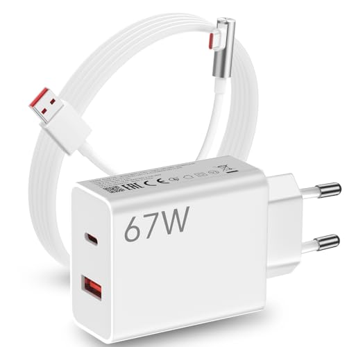 67W Ladegerät & 45W PD Schnellladegerät Adapter Turbo Ladegerät für Redmi Note 14 13 12 11S Pro mit USB C Kabel 90 Grad 1M für Xiaomi 14T 13T 13 12S Ultra,Mi 11 Ultra 11i 10T Lite,POCO X7 X6 M6 F5 Pro von ACAGET