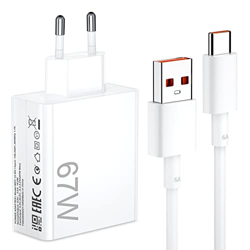 67W USB Ladegerät mit 6A USB C Kabel 1M für Mi Turbo Charge Schnelles Ladegerät für Redmi Note 14 13 12 11 11S 10 10 Pro,für Xiaomi 14T 13T 12S Ultra 12 Lite,Mi 11 Ultra 11i 10T Lite,POCO X7 M6 X6 Pro 67W USB Ladegerät mit 6A USB C Kabel 1M für Mi Turbo Charge Schnelles Ladegerät für Redmi Note 14 13 12 11 11S 10 10 Pro,für Xiaomi 14T 13T 12S Ultra 12 Lite,Mi 11 Ultra 11i 10T Lite,POCO X7 M6 X6 Pro von ACAGET