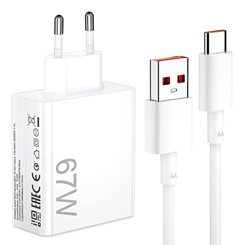 67W USB Ladegerät mit 6A USB C Kabel 1M für Mi Turbo Charge Schnelles Ladegerät für Redmi Note 13 12 11 11S 10 10 Pro,für Xiaomi 13T 12S Ultra 12 Lite 12X,Mi 11 Ultra 11i 10T Lite,Poco M6 X6 X4 Pro F4 von ACAGET