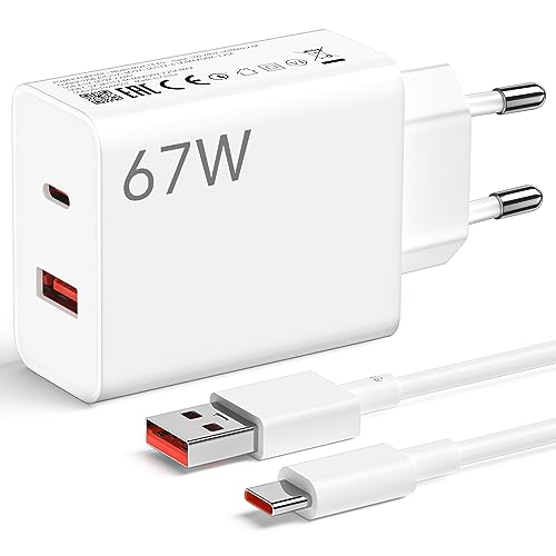 67W USB Ladegerät & 25W PD Ladegerät mit USB C Kabel 1M Schnellladegerät Turbo für Xiaomi 13T 13 Lite 12S Ultra 12 Lite 12X Pad 6 5,Redmi Note 13 12 11S 10 Pro,Mi 11 Ultra 11i 10T,POCO F5 X6 M6 X4 Pro von ACAGET