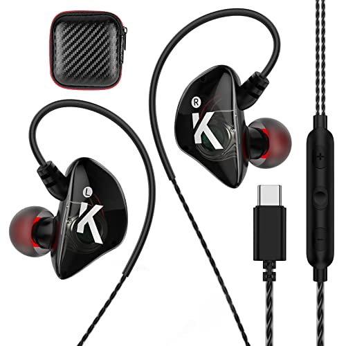 USB C Kopfhörer In Ear Typ C Headset mit Ohrbügel USB C Ohrhörer mit Mikrofon für Laufen Kabelgebundene Sport Kopfhörer für iPhone 15 Pro Galaxy A35 A55 S24 A34 A54 S23 FE für Xiaomi 14 13 Pixel 8 7a von ACAGET