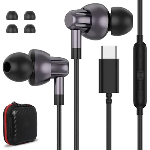 USB C Kopfhörer für iPhone 15 Pro Samsung Galaxy A55 A35 S24 S23 S21 FE S22 A34 A54 A53 Kopfhörer Type C mit Mikrofon HiFi Stereo USB C In-Ear Kopfhörer für Xiaomi 14 13 12T Pro Pixel 8 OnePlus 12 11 von ACAGET