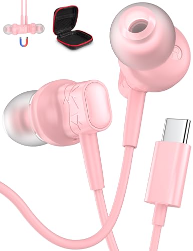 USB C Kopfhörer mit Kabel für iPhone 16 15 In Ear Kopfhörer mit Mikrofon für Samsung Galaxy A55 A35 A54 A53 S24 HiFi Stereo Ohrhörer Type C In Ear Kopfhörer für Xiaomi 14 13 Pixel 9 8a One Plus 13R 13 von ACAGET