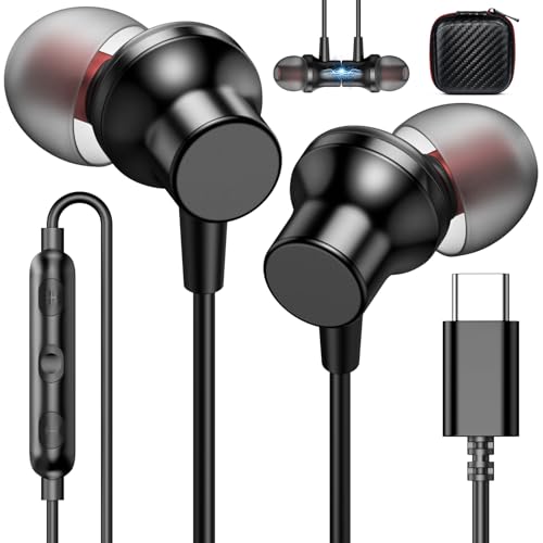 USB C Kopfhörer Wired Earbuds für iPhone 15 Pro Max Samsung Z Flip 5 4 Fold Galaxy Tab S9 Ultra S23 FE Magnetic In Ear Noise Canceling Type C Earphone Microphone Volume Control for iPad Air Pixel 7 von ACANDYA