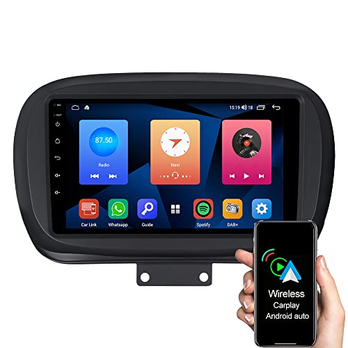 ACAVICA 9 Zoll Autoradio mit Wireless Carplay Android Auto für FIAT 500X 2015-2020 2+32GB In-Dash Autoradio GPS Navigation Stereo Bluetooth Lenkradsteuerung von ACAVICA