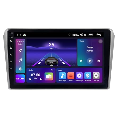 ACAVICA Android 12 Autoradio für Toyota Avensis T250 2 II 2003-2008 9 Zoll Sat Navi GPS Navigation Stereo mit Wireless Carplay Bluetooth WiFi DSP USB (für Toyota Avensis T250 2003-2008) von ACAVICA