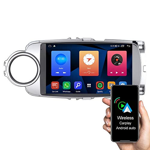 ACAVICA Android Autoradio für Toyota Yaris 2011-2018 9 Zoll Stereo mit GPS Navigation Wireless Carplay Android Auto Touchscreen WiFi Bluetooth Bildschirm Multimedia Radio SWC von ACAVICA
