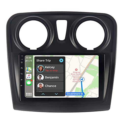 Android 2GB+64GB Autoradio Navi für Renault Dacia SANDERO II B52 2012-2019 mit Rund Luftauslass, 9 Zoll, Radio mit Wireless Carplay Android Auto Bluetooth DSP USB von ACAVICA