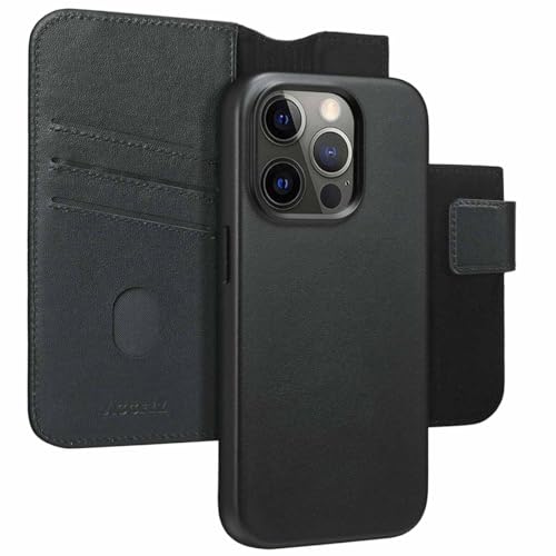 ACCEZZ 2 in 1 Handyhülle iPhone 15 Pro Hülle Abnehmbare magnetische mit Mit Handschlaufe, Kabelloses Laden, Kartenfach Schutzhülle Kompatibel für iPhone 15 Pro Schwarz von ACCEZZ