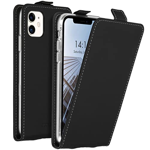 ACCEZZ Flipcase Hülle kompatibel mit iPhone 11– Flip Case Tasche – Handytasche zum Aufklappen in Schwarz [1 Kartenfach, Magnetverschluss, Premium Kunstleder] von ACCEZZ
