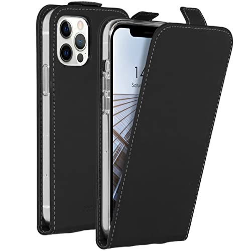 ACCEZZ Flipcase Hülle kompatibel mit iPhone 12 Pro, iPhone 12– Flip Case Tasche – Handytasche zum Aufklappen in Schwarz [1 Kartenfach, Magnetverschluss, Premium Kunstleder] von ACCEZZ