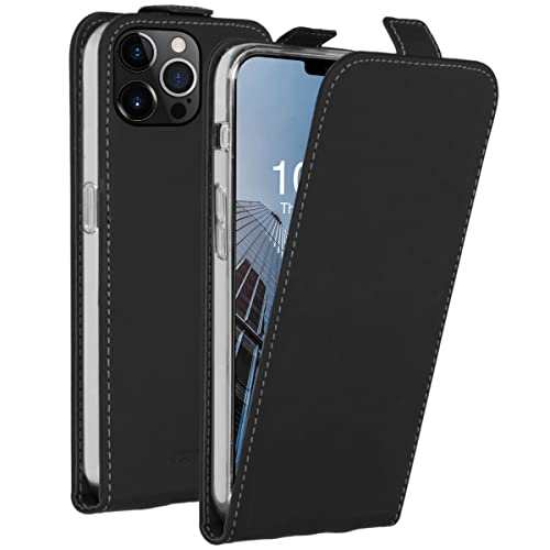 ACCEZZ Flipcase Hülle kompatibel mit iPhone 13 Pro– Flip Case Tasche – Handytasche zum Aufklappen in Schwarz [1 Kartenfach, Magnetverschluss, Premium Kunstleder] von ACCEZZ