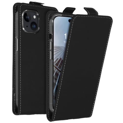 ACCEZZ Flipcase Hülle kompatibel mit iPhone 15– Flip Case Tasche – Handytasche zum Aufklappen in Schwarz [1 Kartenfach, Magnetverschluss, Premium Kunstleder] von ACCEZZ