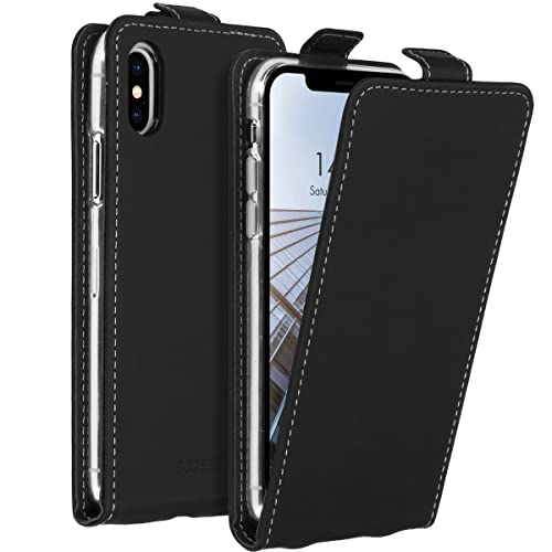 ACCEZZ Flipcase Hülle kompatibel mit iPhone XS, iPhone X– Flip Case Tasche – Handytasche zum Aufklappen in Schwarz [1 Kartenfach, Magnetverschluss, Premium Kunstleder] von ACCEZZ