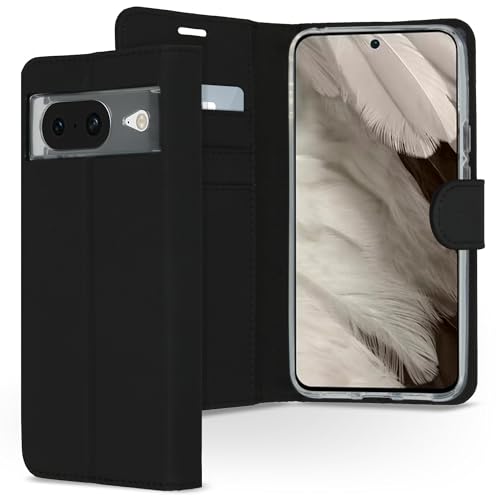 ACCEZZ kompatibel mit Google Pixel 8 Hülle – Wallet Soft Case Handytasche – Side Flip Handyhülle in Schwarz [3 Kartenfächer, Ständer, Magnetverschluss] von ACCEZZ
