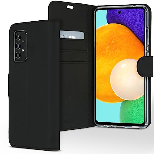 Accezz kompatibel mit Samsung Galaxy A52 (5G) Hülle – Wallet Soft Case Handytasche – Side Flip Handyhülle in Schwarz [3 Kartenfächer, Ständer, Magnetverschluss] von ACCEZZ