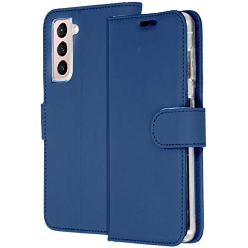 ACCEZZ kompatibel mit Samsung Galaxy S21 Hülle – Wallet Soft Case Handytasche – Side Flip Handyhülle in Dunkelblau [3 Kartenfächer, Ständer, Magnetverschluss] von ACCEZZ