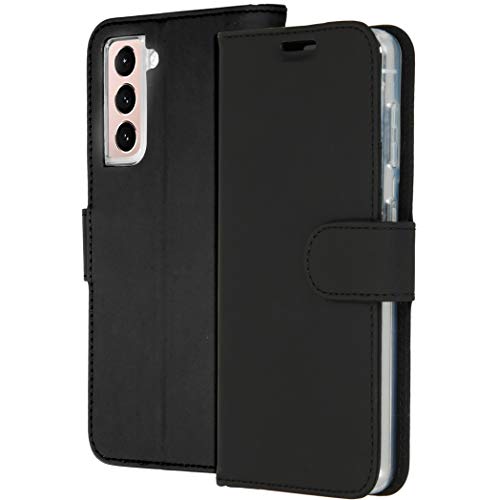 ACCEZZ kompatibel mit Samsung Galaxy S21 Hülle – Wallet Soft Case Handytasche – Side Flip Handyhülle in Schwarz [3 Kartenfächer, Ständer, Magnetverschluss] von ACCEZZ
