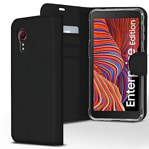 ACCEZZ kompatibel mit Samsung Galaxy Xcover 5 Hülle – Wallet Soft Case Handytasche – Side Flip Handyhülle in Schwarz [3 Kartenfächer, Ständer, Magnetverschluss] von ACCEZZ