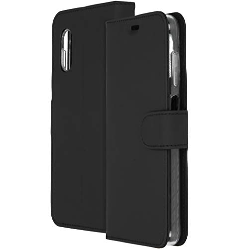 ACCEZZ kompatibel mit Samsung Galaxy Xcover Pro Hülle – Wallet Soft Case Handytasche – Side Flip Handyhülle in Schwarz [3 Kartenfächer, Ständer, Magnetverschluss] von ACCEZZ