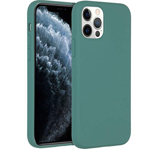 ACCEZZ kompatibel mit iPhone 12, iPhone 12 Pro Hülle – Liquid Silikon Case – Back Cover Handyhülle in Dunkelgrün [Mikrofaser-Futter, Ultradünn, Kratzfest, Stabil] von ACCEZZ