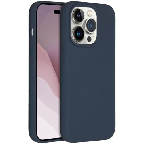 ACCEZZ kompatibel mit iPhone 14 Pro Hülle – Liquid Silikon Case – Back Cover Handyhülle in Dunkelblau [Mikrofaser-Futter, Ultradünn, Kratzfest, Stabil] von ACCEZZ
