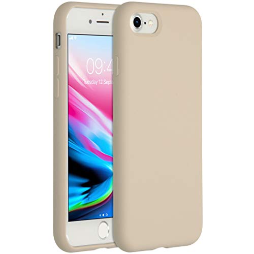 ACCEZZ kompatibel mit iPhone SE (2020), iPhone 8, iPhone 7 Hülle – Liquid Silikon Case – Back Cover Handyhülle in Braun [Mikrofaser-Futter, Ultradünn, Kratzfest, Stabil] von ACCEZZ