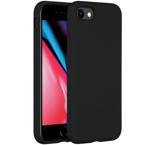 ACCEZZ kompatibel mit iPhone SE (2020), iPhone 8, iPhone 7 Hülle – Liquid Silikon Case – Back Cover Handyhülle in Schwarz [Mikrofaser-Futter, Ultradünn, Kratzfest, Stabil] von ACCEZZ