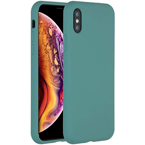 ACCEZZ kompatibel mit iPhone X, iPhone XS Hülle – Liquid Silikon Case – Back Cover Handyhülle in Dunkelgrün [Mikrofaser-Futter, Ultradünn, Kratzfest, Stabil] von ACCEZZ