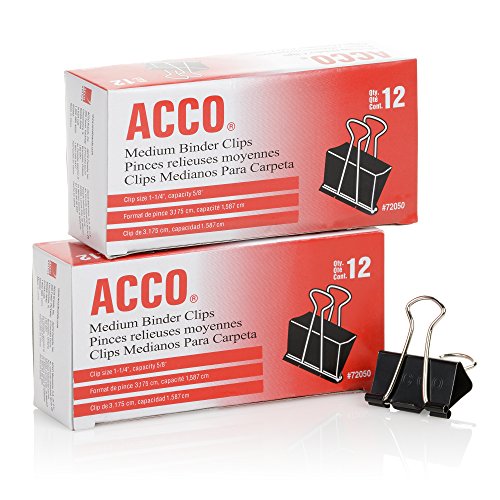 Acco Brands A7072050 Binder-Clips, Medium, 12 pro Box, 2 Boxen von ACCO Brands