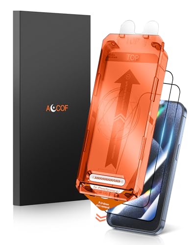 ACCOF Schutzfolie für iPhone 15 Pro Max für Panzerglas Full Screen, Auto Installation,Folie für iPhone 15 Pro Max 9H Härte, Anti-Fingerabdruck, Kratzfest, Blasenfrei, 2 Stück(HD) von ACCOF