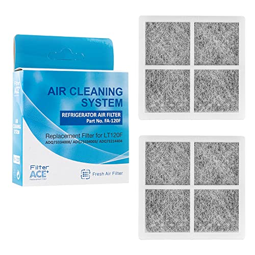 ACE+ FA-120F | Luftfilter für Kühlschrank, kompatibel mit LG Pure N Fresh ADQ73214405 ADQ73214404 ADQ73214408 Antibakterieller Pur Air Kühlschrankfilter (2er Pack) von ACE+