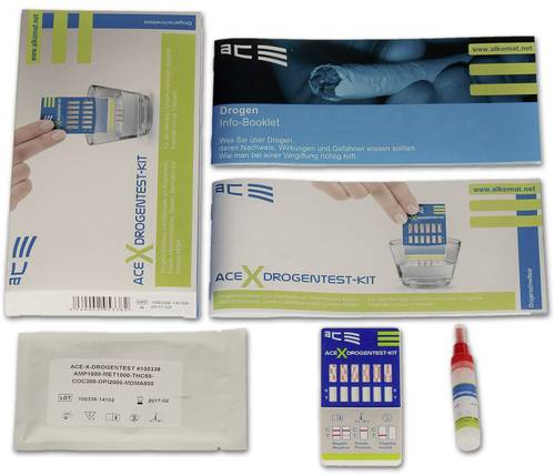 ACE Kit X 100338 Drogentest-Kit Urintest, Wischtest Prüfbare Drogen=Amphetamine, MDMA, Methamphetam von ACE