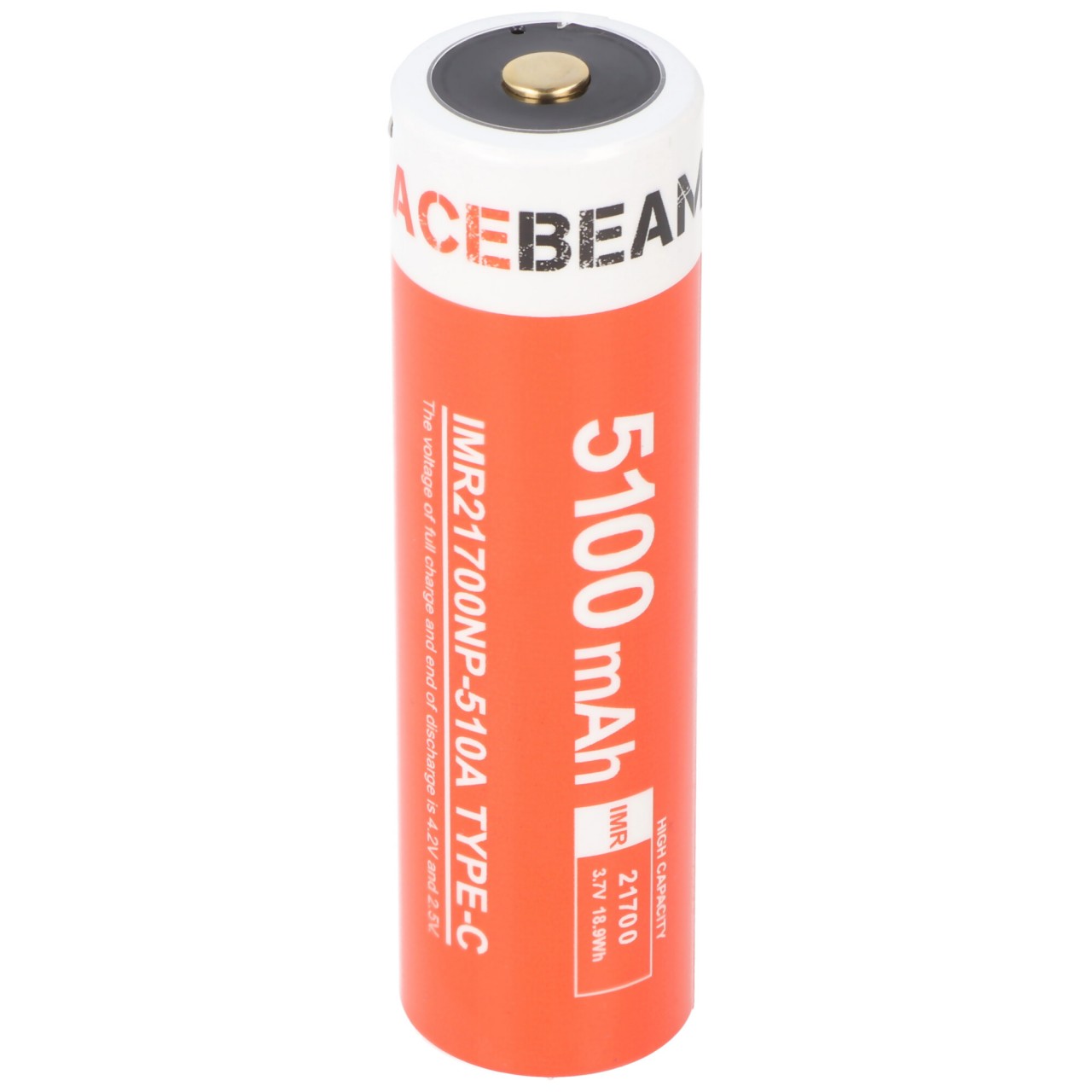 AceBeam 21700 Li-ion Akku mit starken 5000mAh USB-C max. Entladestrom 15A, 77,8 x 21,37mm von ACEBEAM