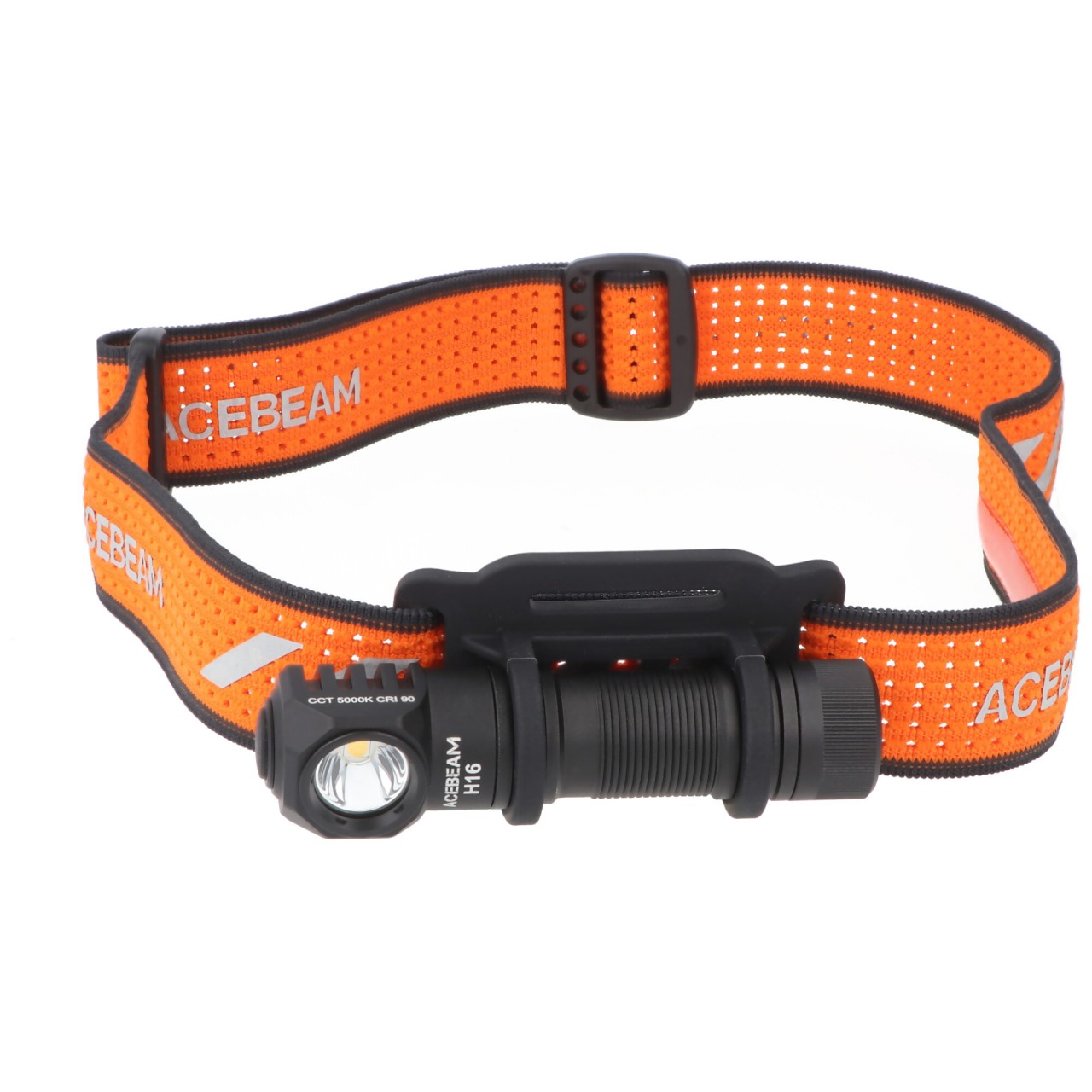AceBeam H16 LED Stirnlampe mit max. 650 Lumen, 5.000K neutralweiß mit schwarzem Gehäuse, reflektierendes Kopfband, inklusive 14500 Li-Ion Akku von ACEBEAM