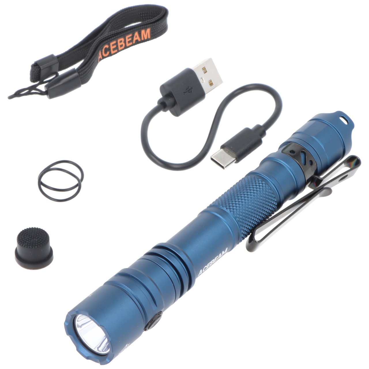 AceBeam TAC 2AA LED-Taschenlampe mit max. 1.400 Lumen und bis zu 304 Meter, blau, mit Akku von ACEBEAM