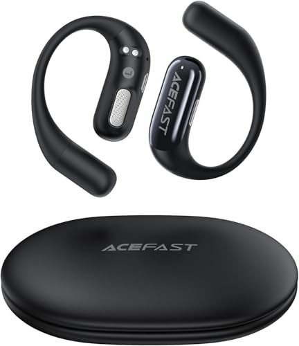 ACEFAST AceFit Air Open Ear Kopfhörer Bluetooth 5.4 mit App, Bluetooth Kopfhörer Sport, Ultradünnes, Kaum Spürbar, Bequeme Passform, IP54, Kraftvoller Sound, Klare Anrufe, Touch-Steuerung (Schwarz) von ACEFAST