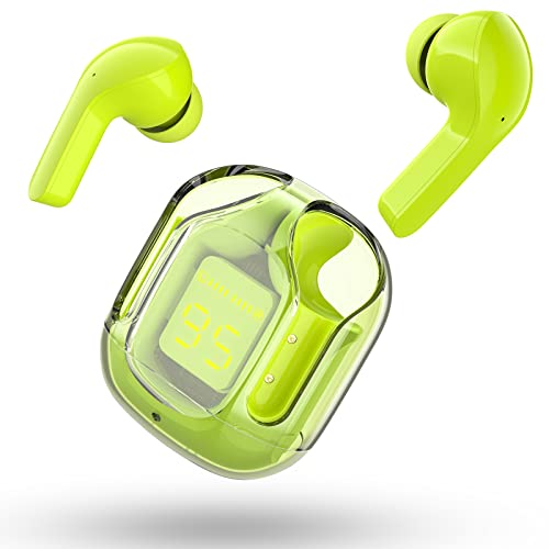 ACEFAST T6 Bluetooth Kopfhörer, In Ear Kopfhörer Bluetooth, Transparentes Ladefach, LED-Leuchtanzeige, ENC Noise Cancelling Calls, HiFi Stereo Ohrhörer, Bluetooth 5.3, 25H Akku, Touch Steuerung, Grün von ACEFAST