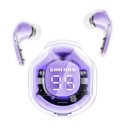 ACEFAST T8 Bluetooth Kopfhörer, In Ear Kopfhörer Bluetooth, Transparentes Ladefach, LED-Leuchtanzeige, ENC Noise Cancelling Earbuds, Bluetooth 5.3, 30H Akku, HiFi Stereo Ohrhörer, Alfalfa-Purpur von ACEFAST