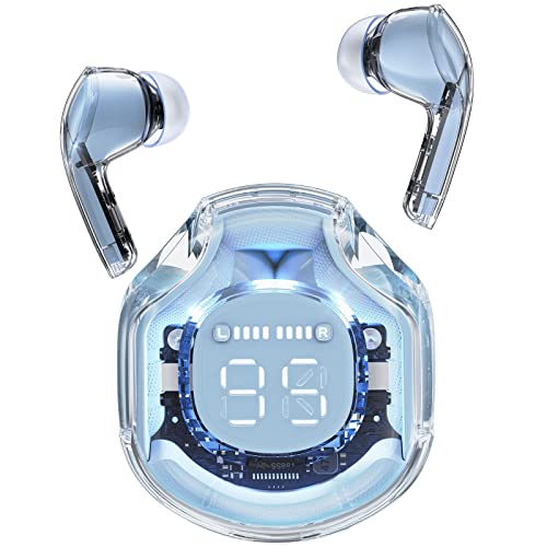 ACEFAST T8 Bluetooth Kopfhörer, Kopfhoerer Kabellos Bluetooth 5.3 In Ear mit 4 Mikrofon, 30H Akku, Transparente LED-Anzeige, ENC Noise Cancelling Earbuds, HiFi Stereo Ohrhörer, Eisblau von ACEFAST