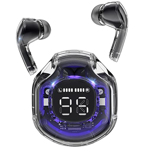 ACEFAST T8 Bluetooth Kopfhörer, Kopfhoerer Kabellos Bluetooth 5.3 In Ear mit 4 Mikrofon, 30H Akku, Transparente LED-Anzeige, ENC Noise Cancelling Earbuds, HiFi Stereo Ohrhörer, Kühles Schwarz von ACEFAST