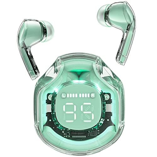 ACEFAST T8 Bluetooth Kopfhörer, Kopfhoerer Kabellos Bluetooth 5.3 In Ear mit 4 Mikrofon, 30H Akku, Transparente LED-Anzeige, ENC Noise Cancelling Earbuds, HiFi Stereo Ohrhörer, Minzgrün von ACEFAST