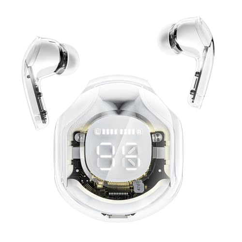 ACEFAST T8 Bluetooth Kopfhörer, In Ear Kopfhörer Bluetooth, Transparentes Ladefach, LED-Leuchtanzeige, ENC Noise Cancelling Earbuds, HiFi Stereo Ohrhörer, 30H Akku, Bluetooth 5.3, Mond weiß von ACEFAST